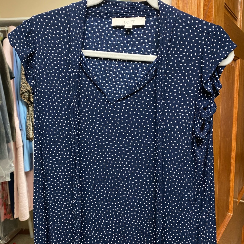 Loft polka dot tie blouse